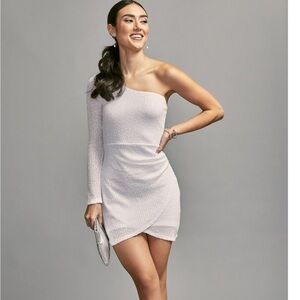 francesca's Samantha One Shoulder Sequence Mini Dress Asymmetrical